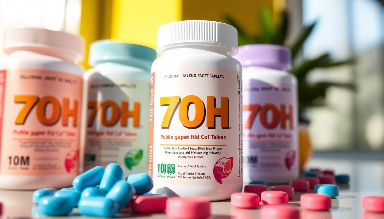 Showcasing vibrant bulk 7oh tablets in an appealing arrangement with attention to packaging details.