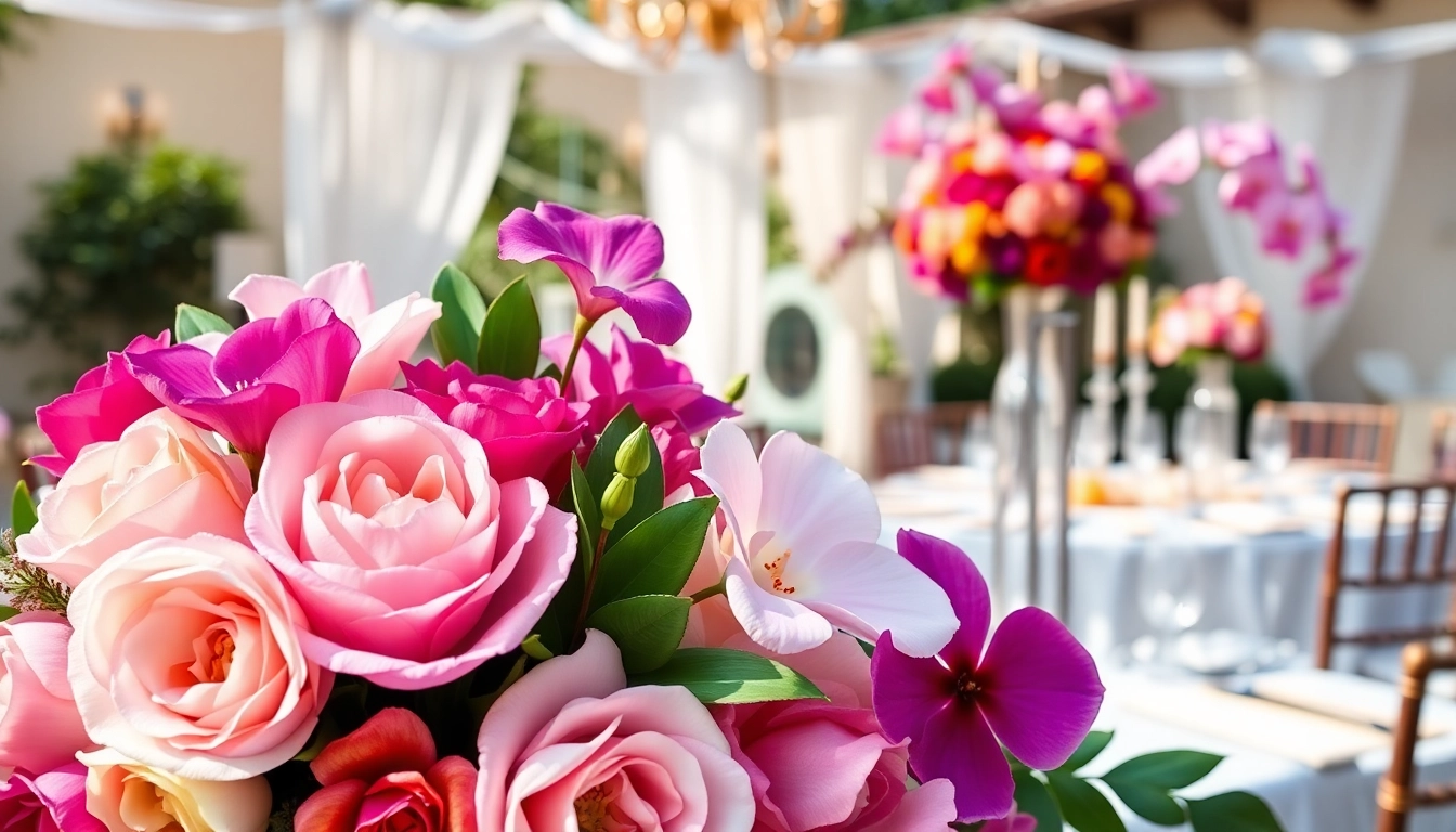 Stunning floral display by an Orange County event florist in an elegant event space.