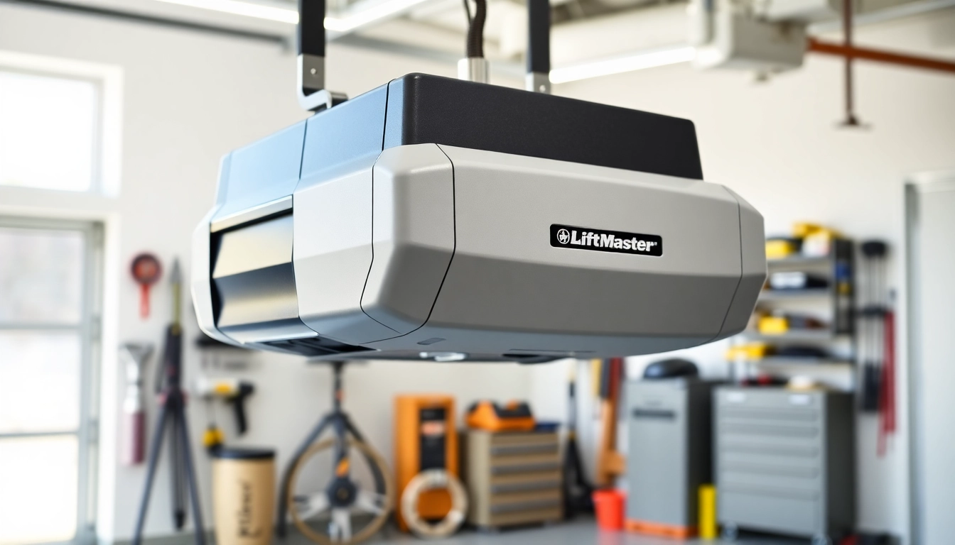 LiftMaster 98022 garage door opener showcased in a modern garage setting with sleek design details.