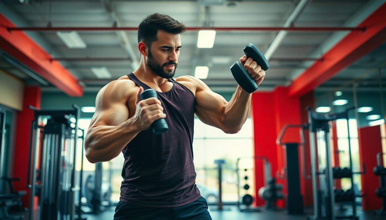Experience the best gym near me with a trainer showcasing an intense workout in a modern setting.