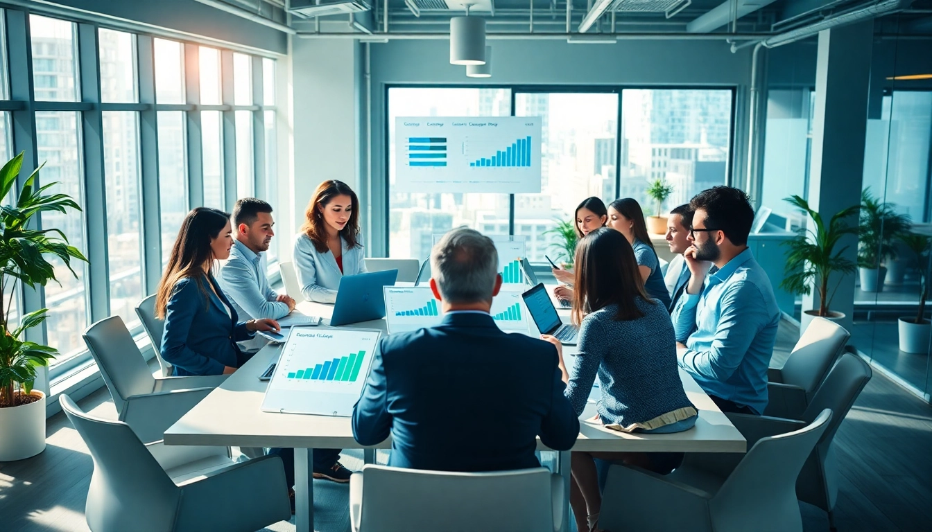 Analyze competitor pricing research with a diverse team in a modern workspace.