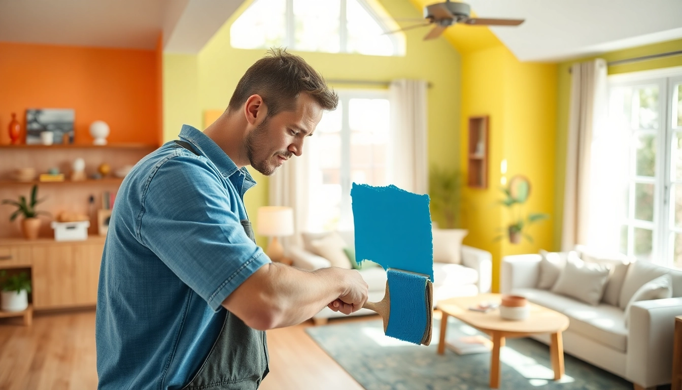 Enhancing a living space with expert interior painting, showcasing vibrant transformation.
