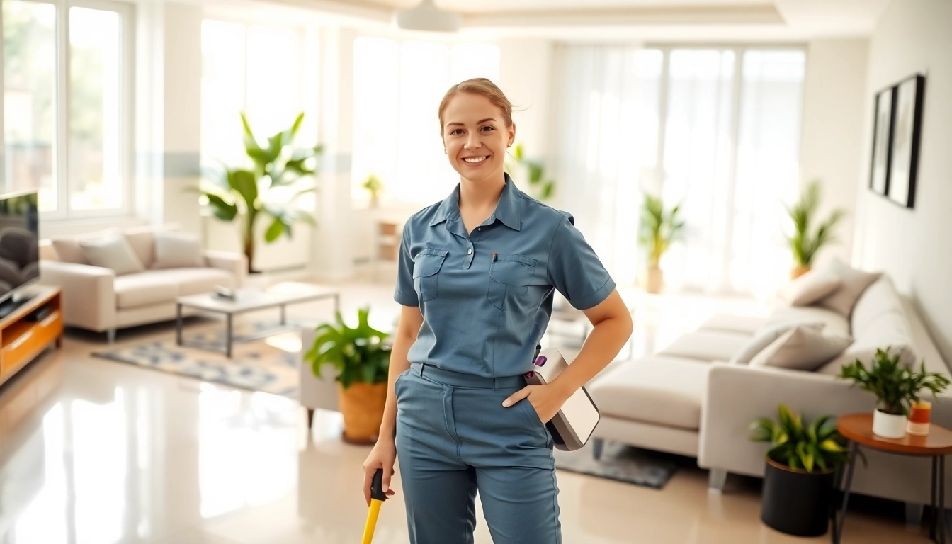 Efficient bond cleaning Brisbane service professional showcasing pristine surfaces in a tidy apartment.