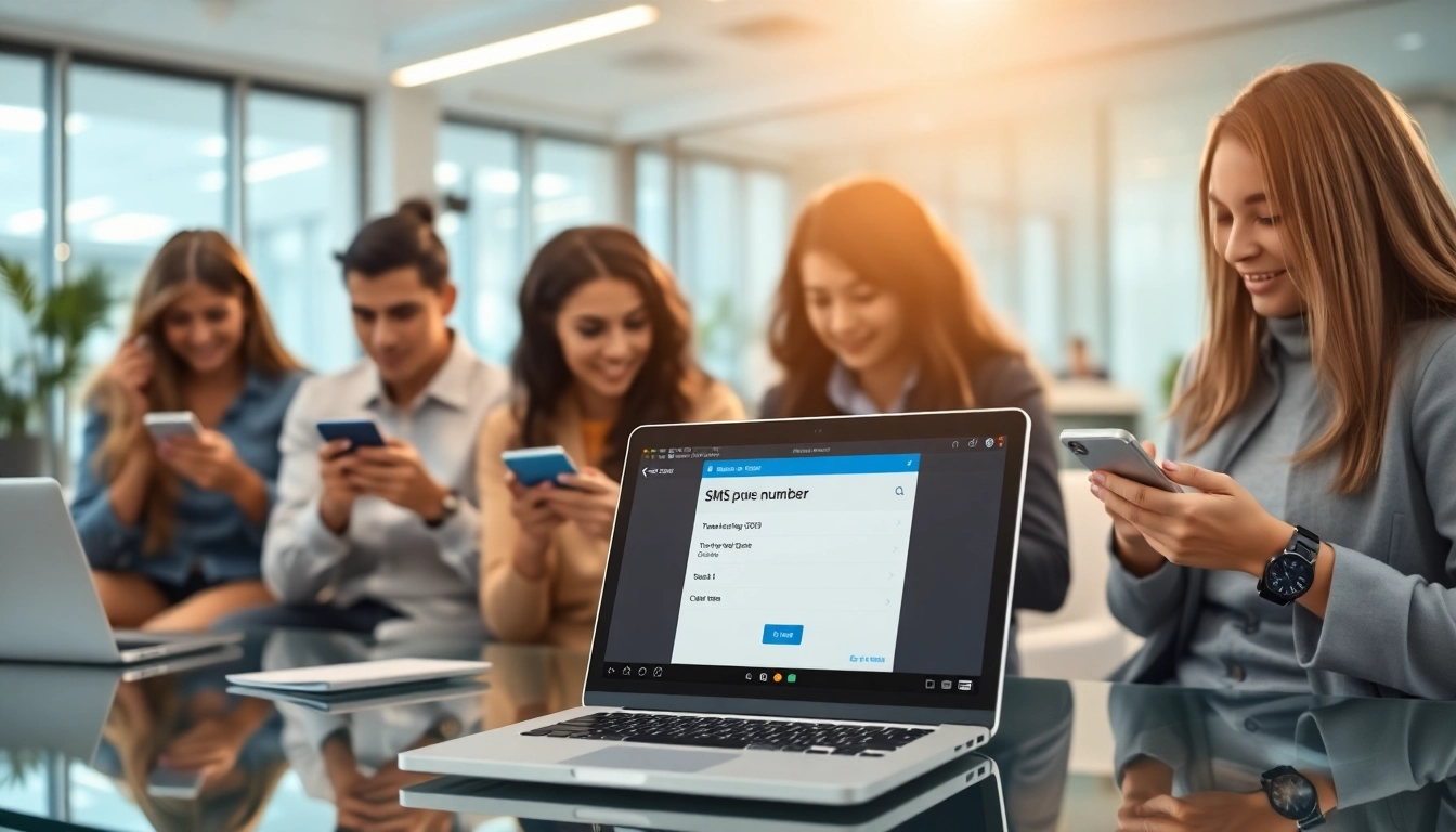 Visual representation of smspva virtual phone number service in an energetic office setting.