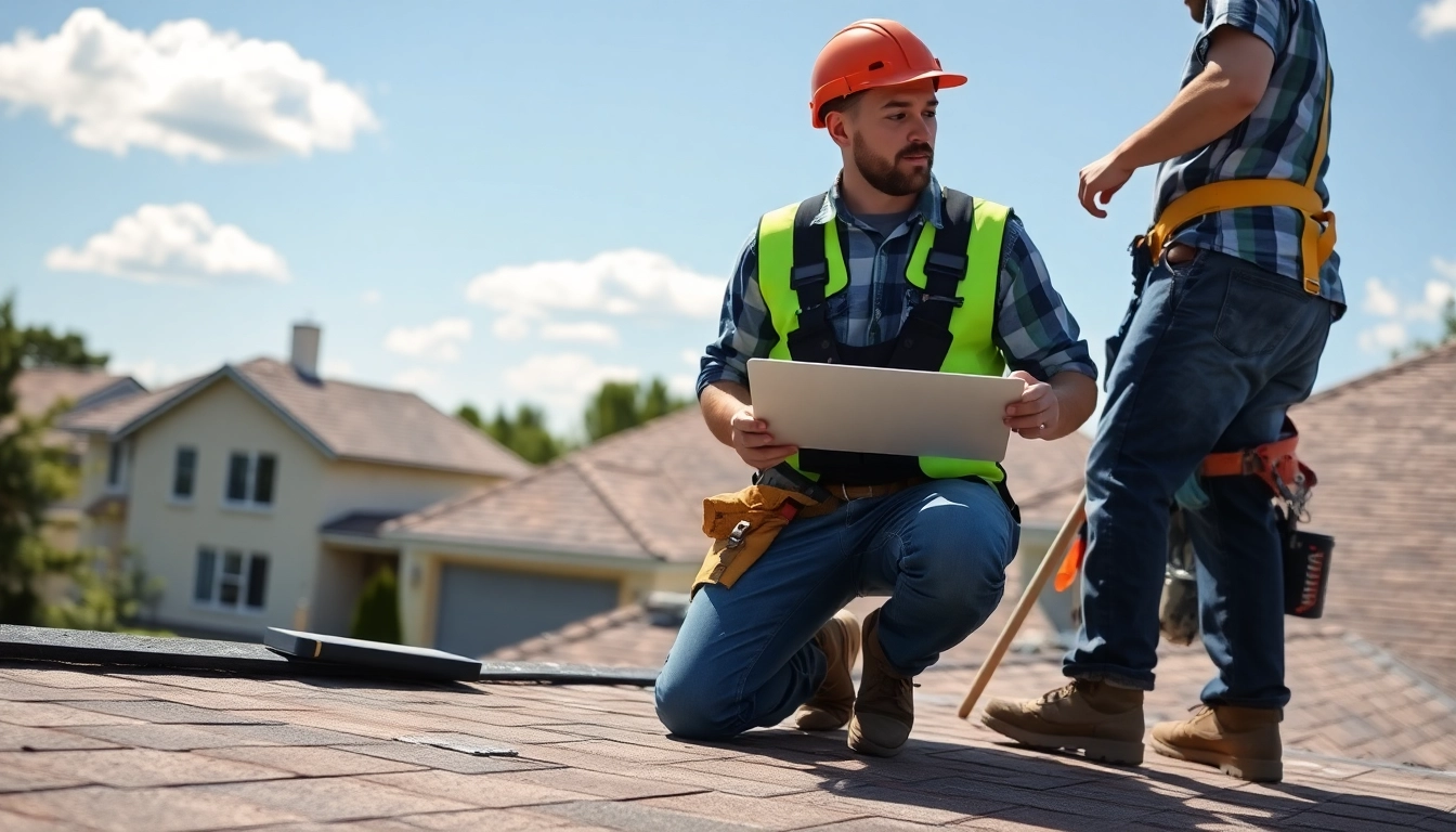 Licensed and insured roofers Austin collaborating on residential roofing project.