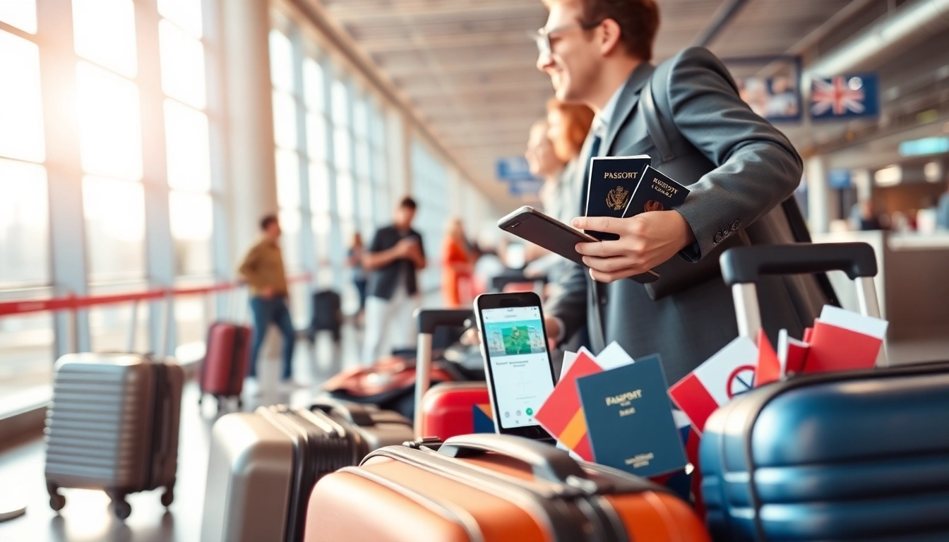Apply for your uk eta online application with a professional traveler at an airport.