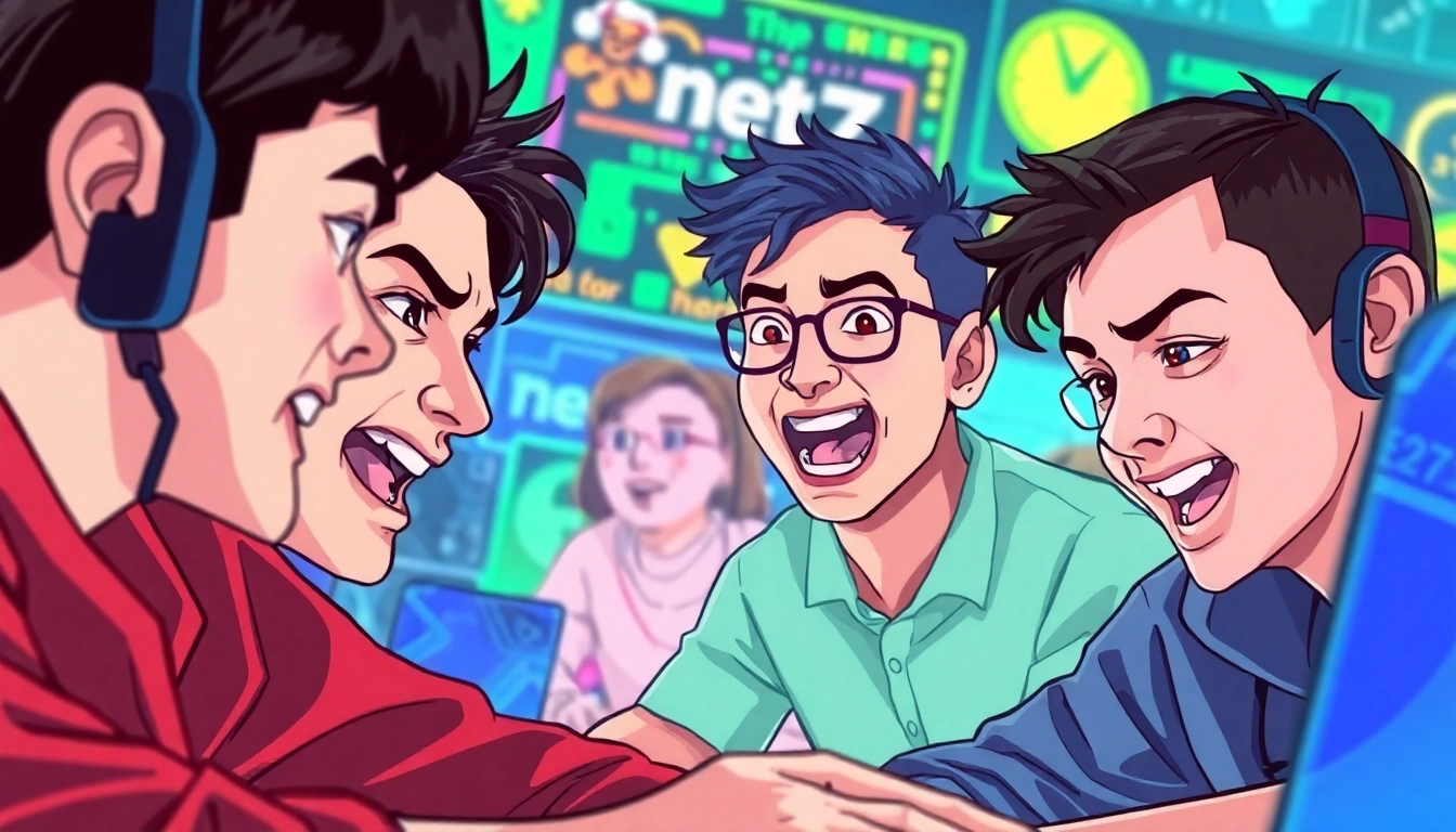 Permainan net77 game yang menarik dengan pemain yang fokus dan grafik digital yang cerah.