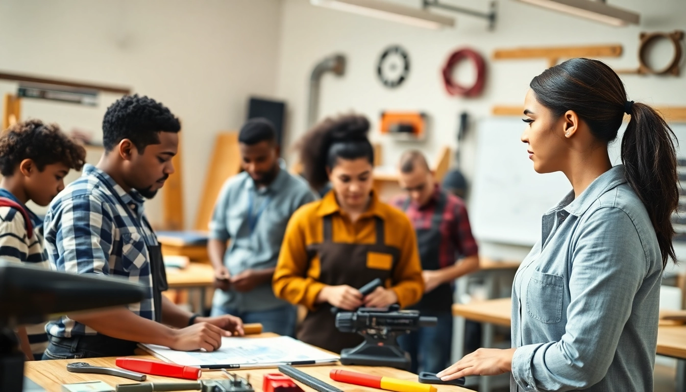 Engaged students in a modern trade school in Tennessee learning hands-on technical skills with an instructor.