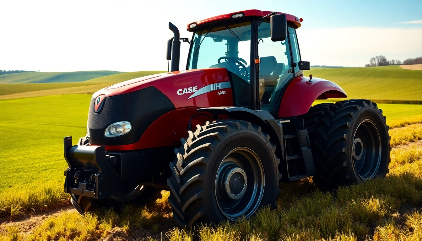 Case-ih Traktor im Einsatz auf einem grünen Feld.