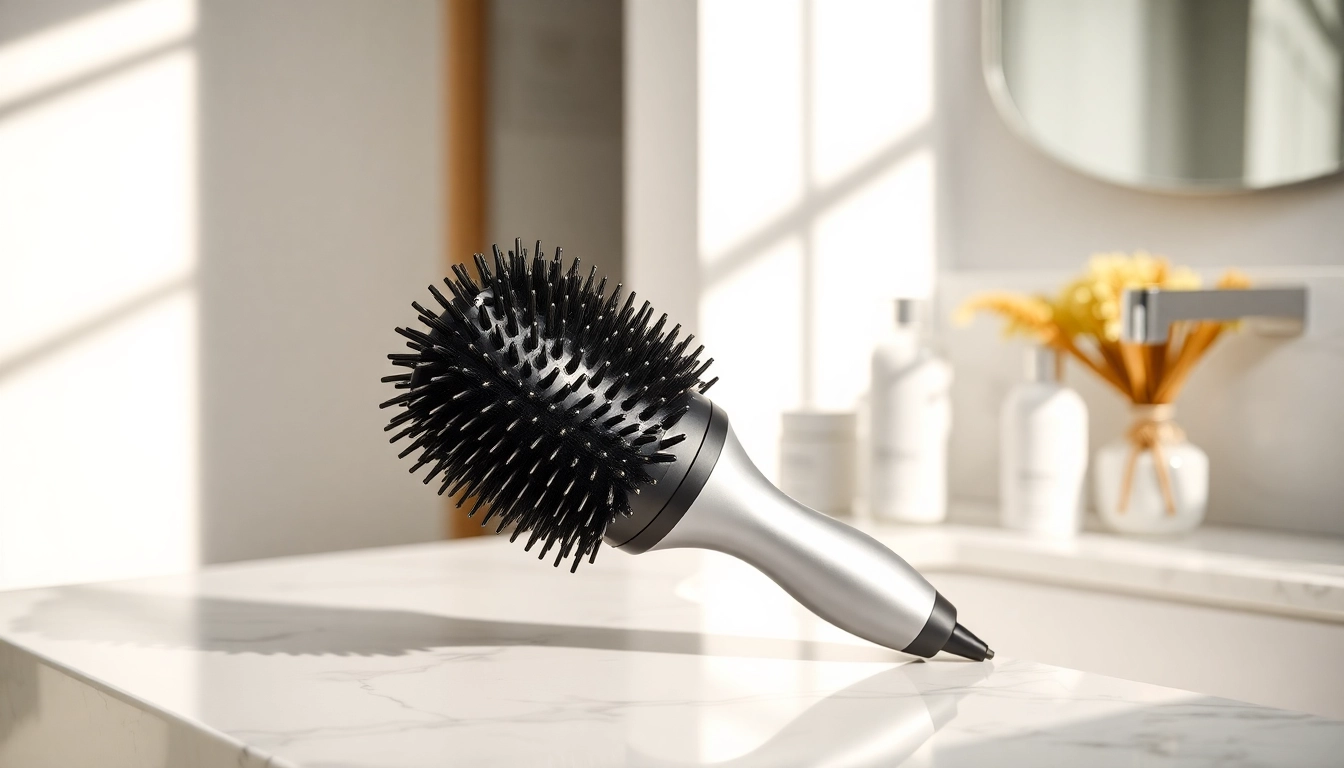 Style hair with the versatile Hair Dryer Brush 7 in 1, showcasing its unique design and features.