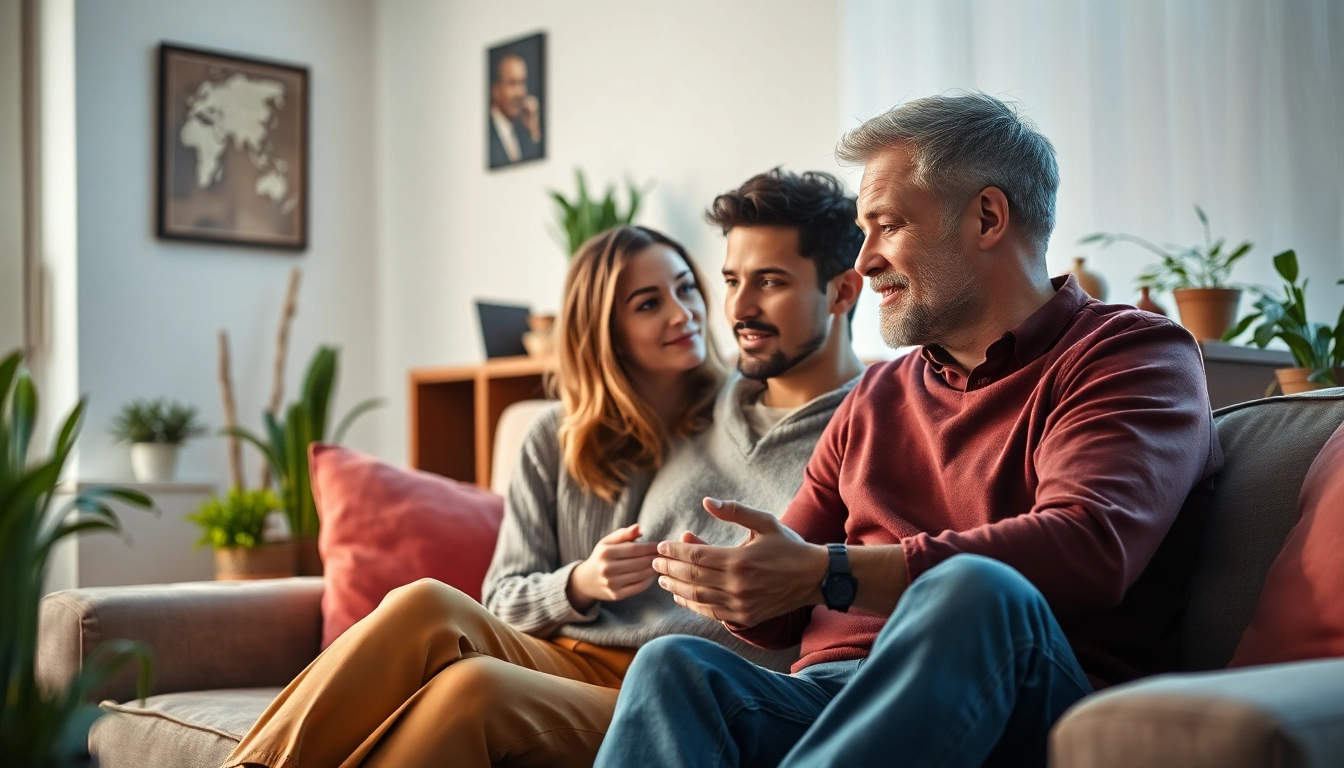 Couple communicating effectively in relationships, creating a warm and inviting atmosphere at home.