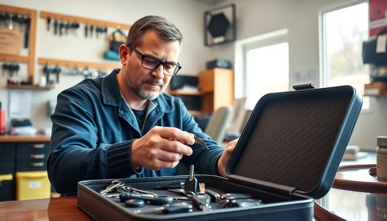 Locksmith helping customers with Lost Car Keys in a professional auto service setting