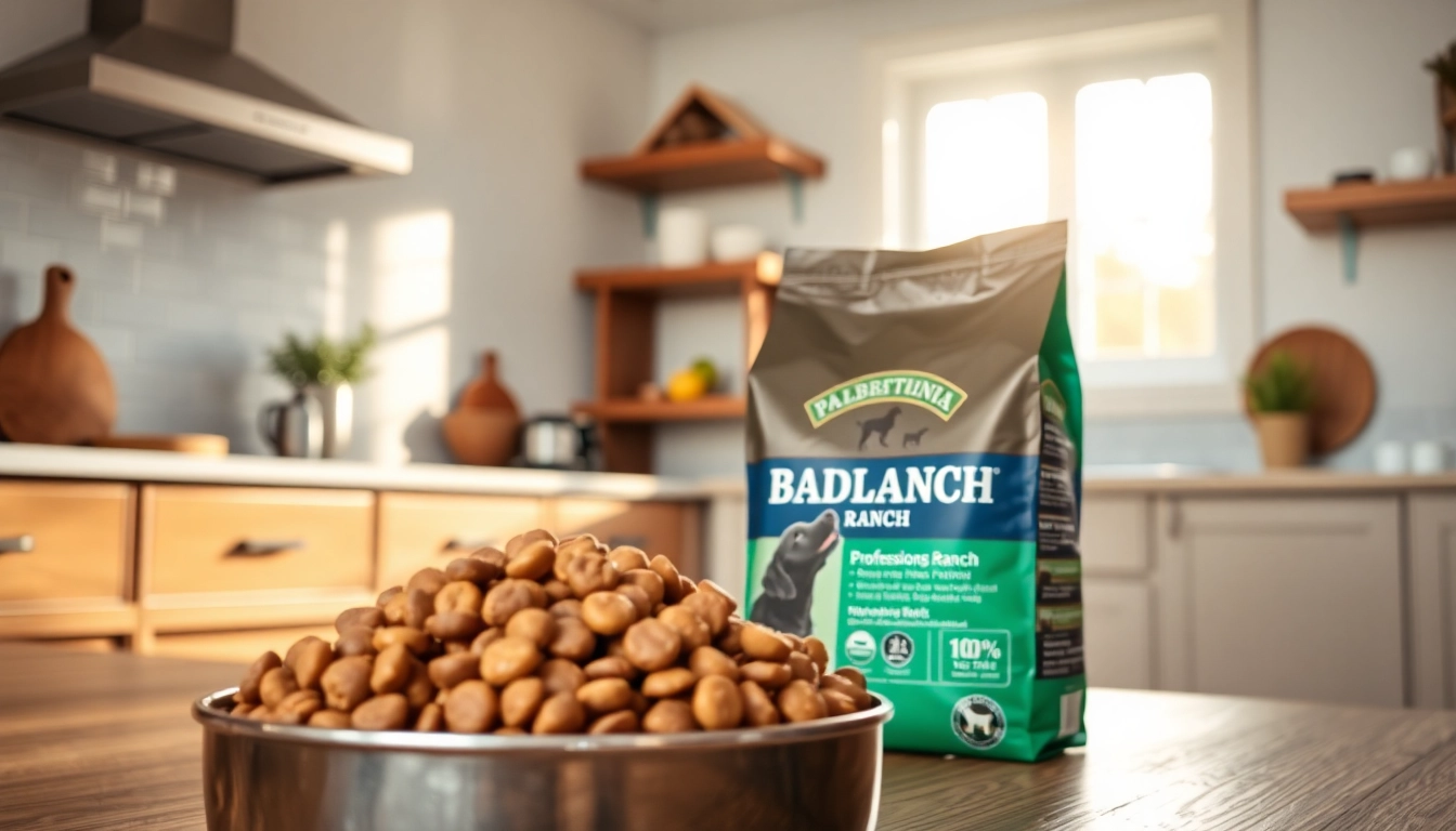 Showcasing Badlands Ranch dog food Canada in a vibrant kitchen, highlighting healthy pet nutrition options.