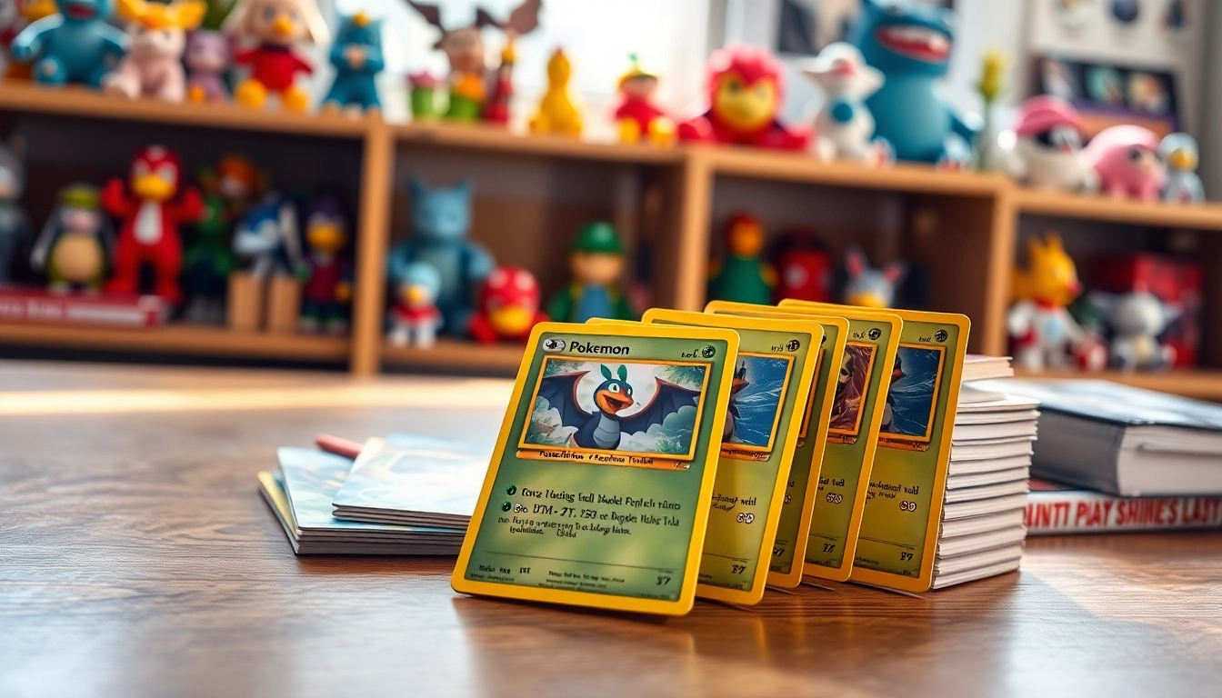 Showcase of real pokemon cards highlighting rare Holofoil collectibles on a wooden table.