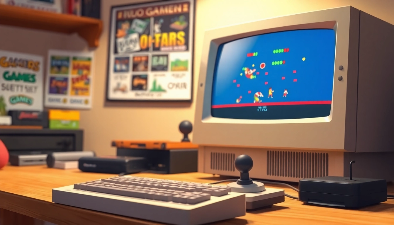 Play classic DOS games online while enjoying a nostalgic gaming atmosphere filled with vintage elements.