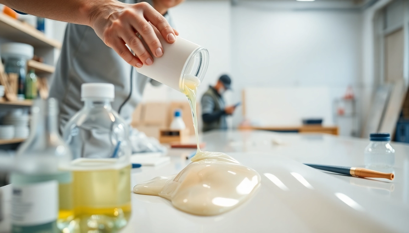 Applying laminating resin on fiberglass with precision in a workshop environment