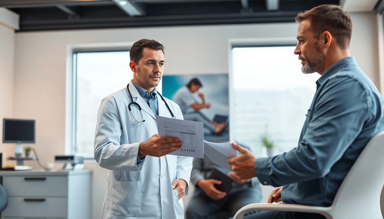 Consultation on Testosterone Replacement Therapy in a modern medical office