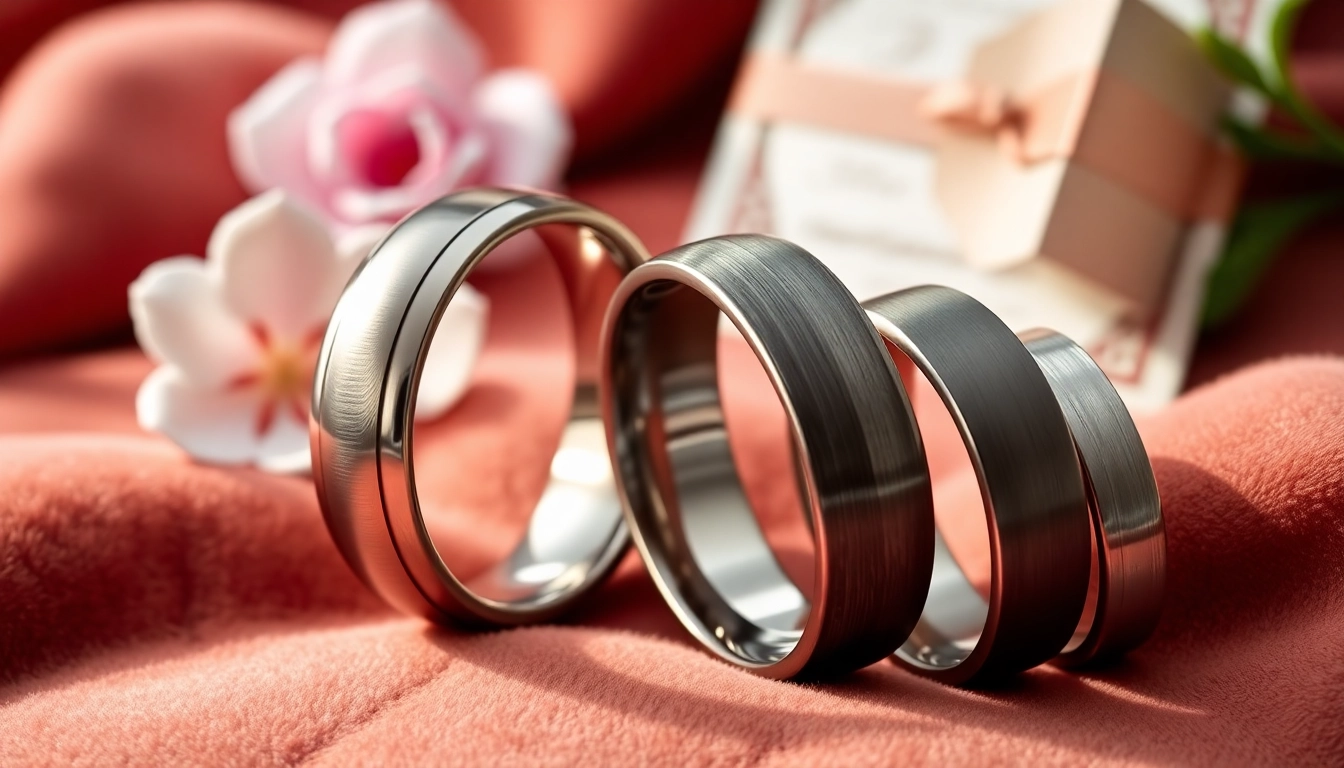 Showcase of stunning tungsten wedding bands featuring various styles and finishes.