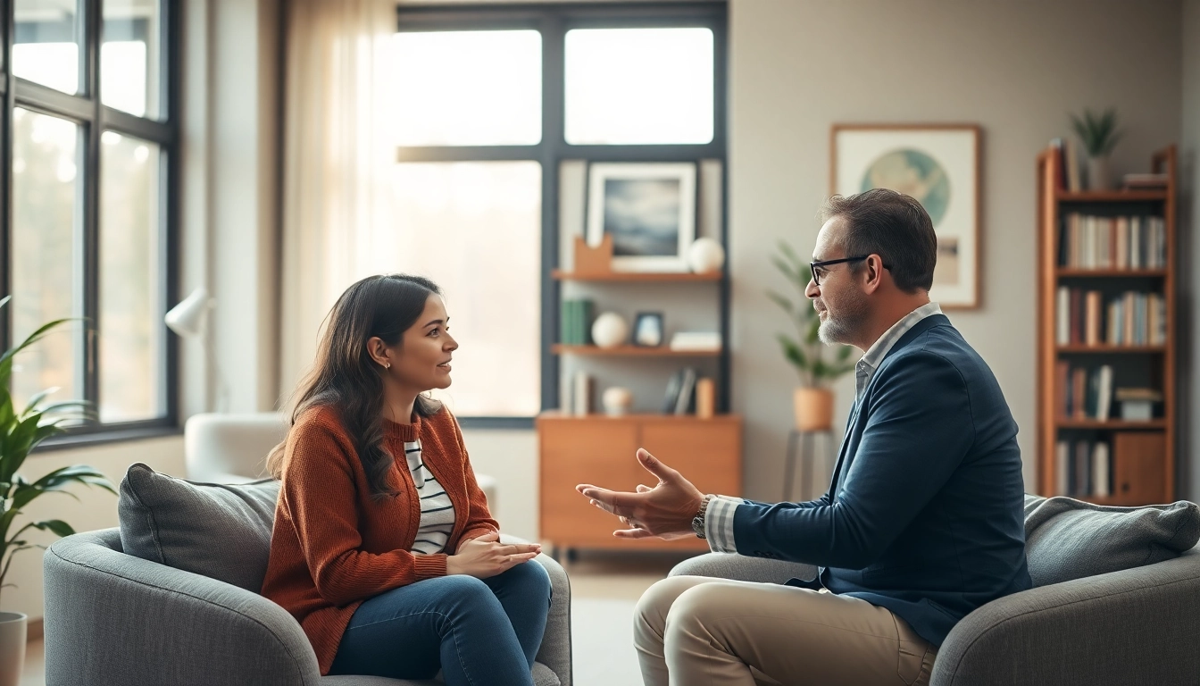 Addressing anxiety in a therapy session with a calming environment and engaging dialogue.