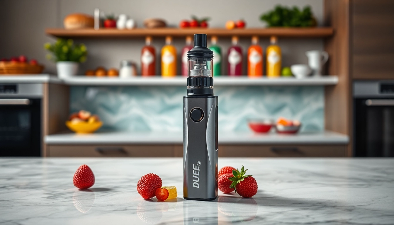 Puff vape device showcasing vibrant flavors in a sleek modern setting.