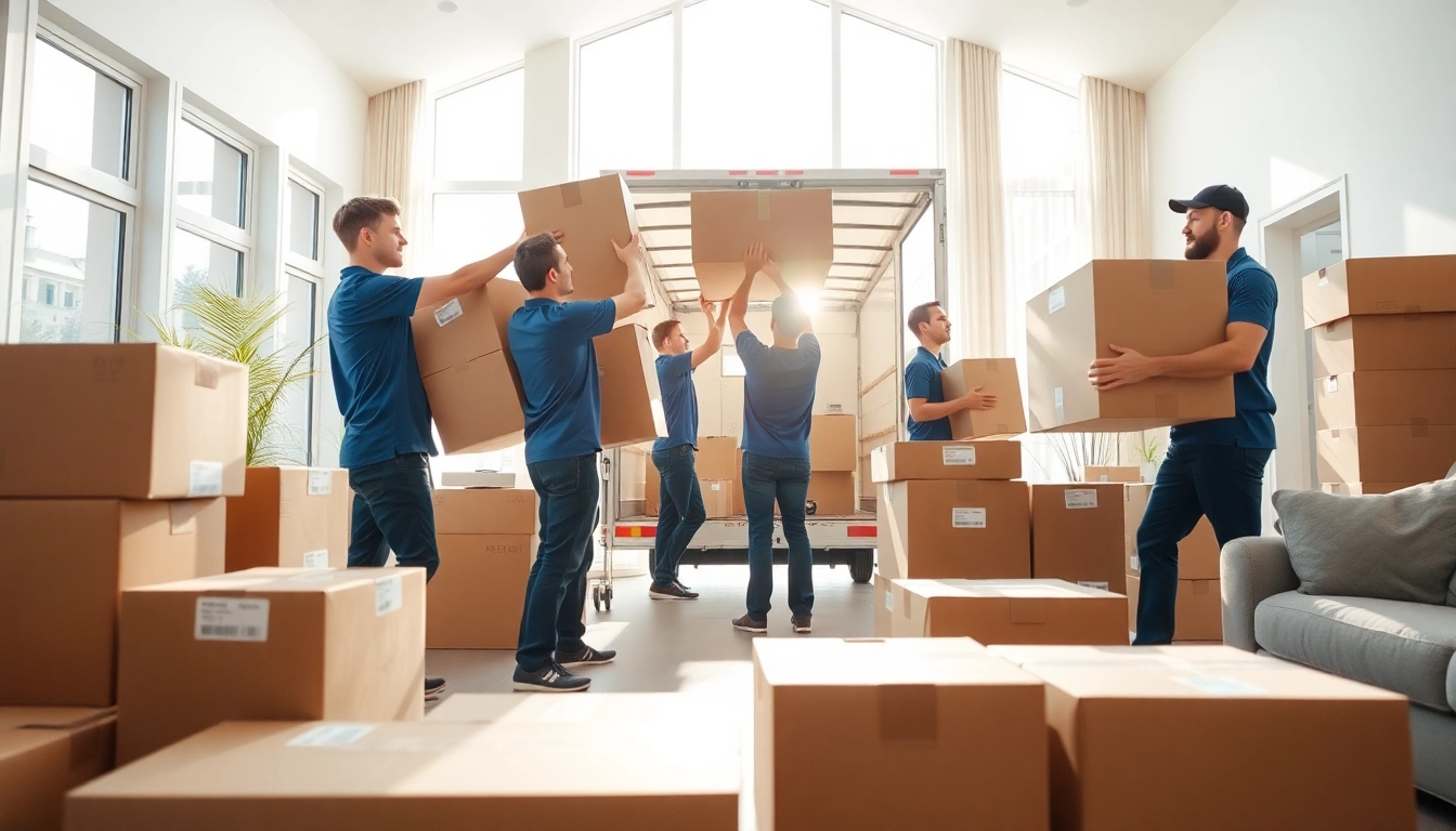 Movers calgary efficiently packing boxes in a bright, organized home environment.