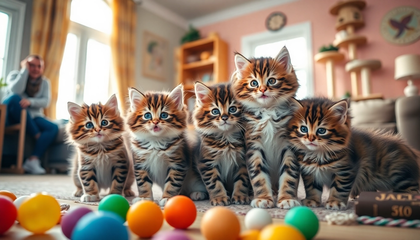 Adorable Maine Coon kittens for sale California playfully engaging in a friendly home environment.
