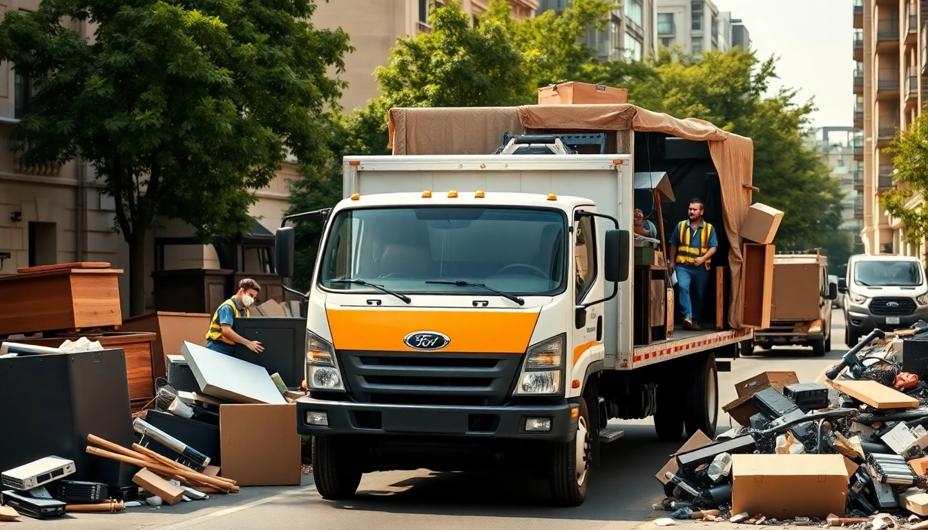 Junk removal near me service in action, showcasing a team efficiently loading debris into a truck.