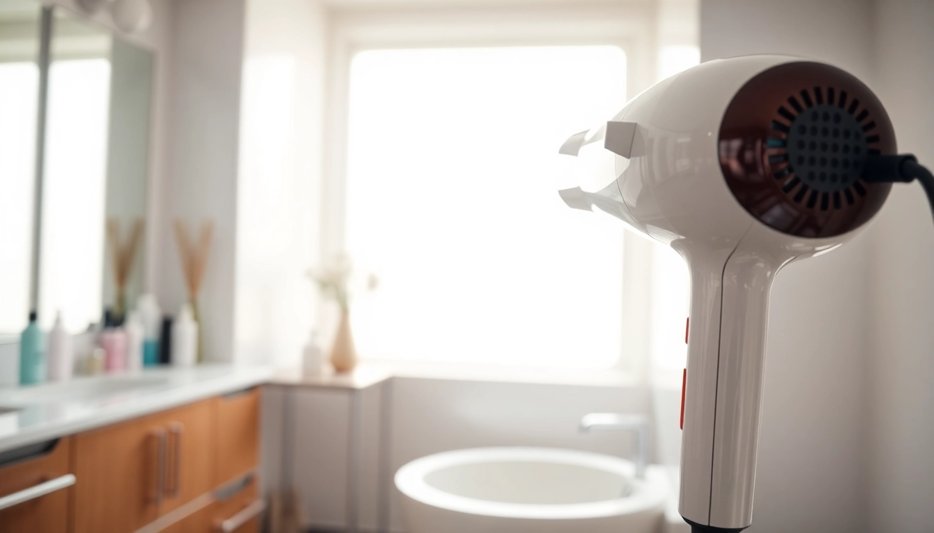 Using the best blow dryer for a flawless finish in a modern bathroom setting.