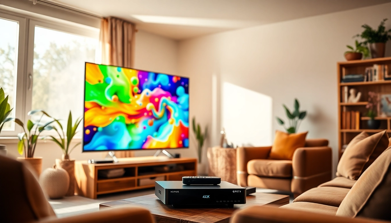 Obtenez le Code iptv gratuit dans un salon moderne avec un téléviseur 4K vivant.
