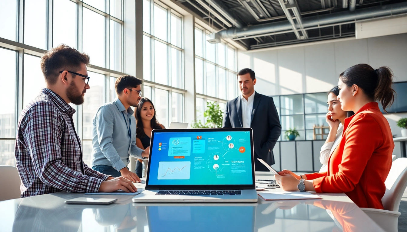 Showcasing web design companies kansas city collaborating in a bright modern office.