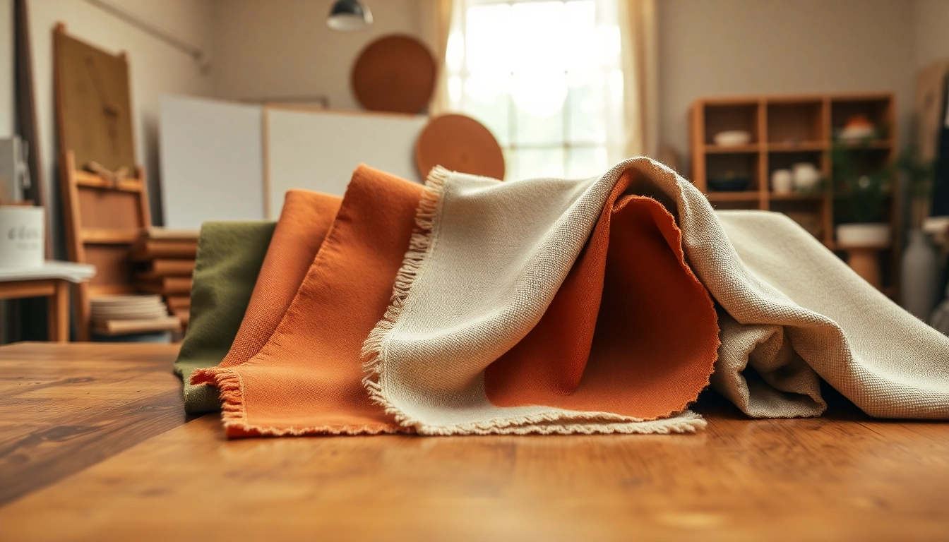 Canvas stoffen in verschillende texturen en kleuren, prachtig gepresenteerd op een houten tafel.