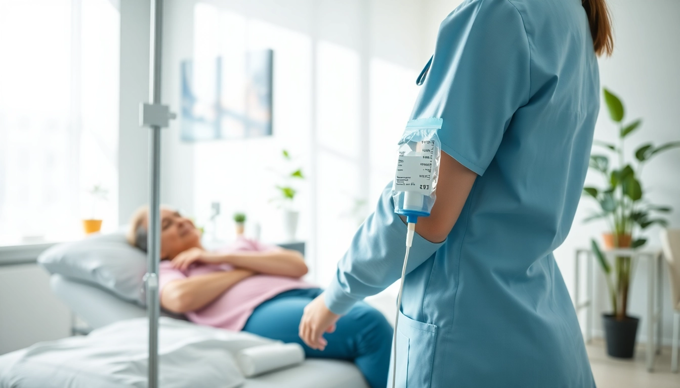 Experience the benefits of nad iv infusion with a caring nurse administering treatment in a serene clinic.