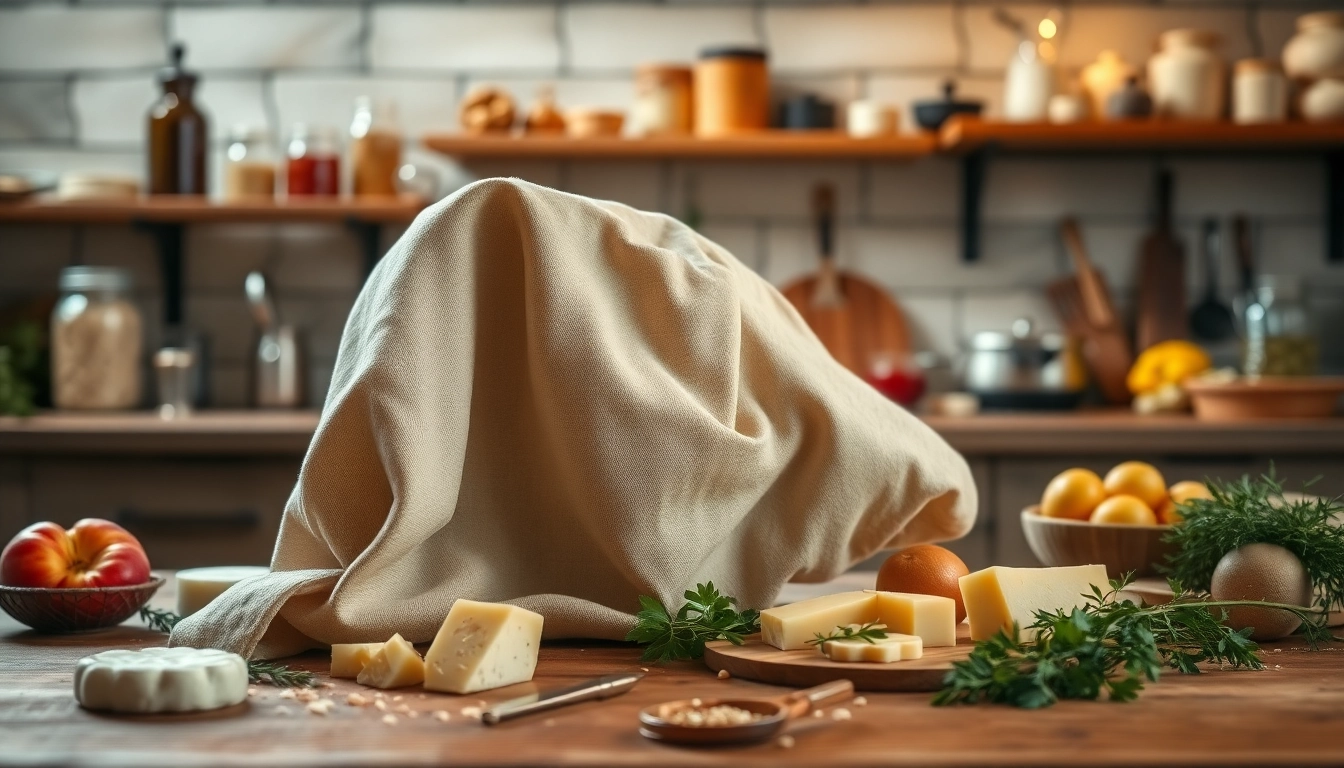 Kaasdoek gebruikt in een keuken voor het uitlekken van ingrediënten.