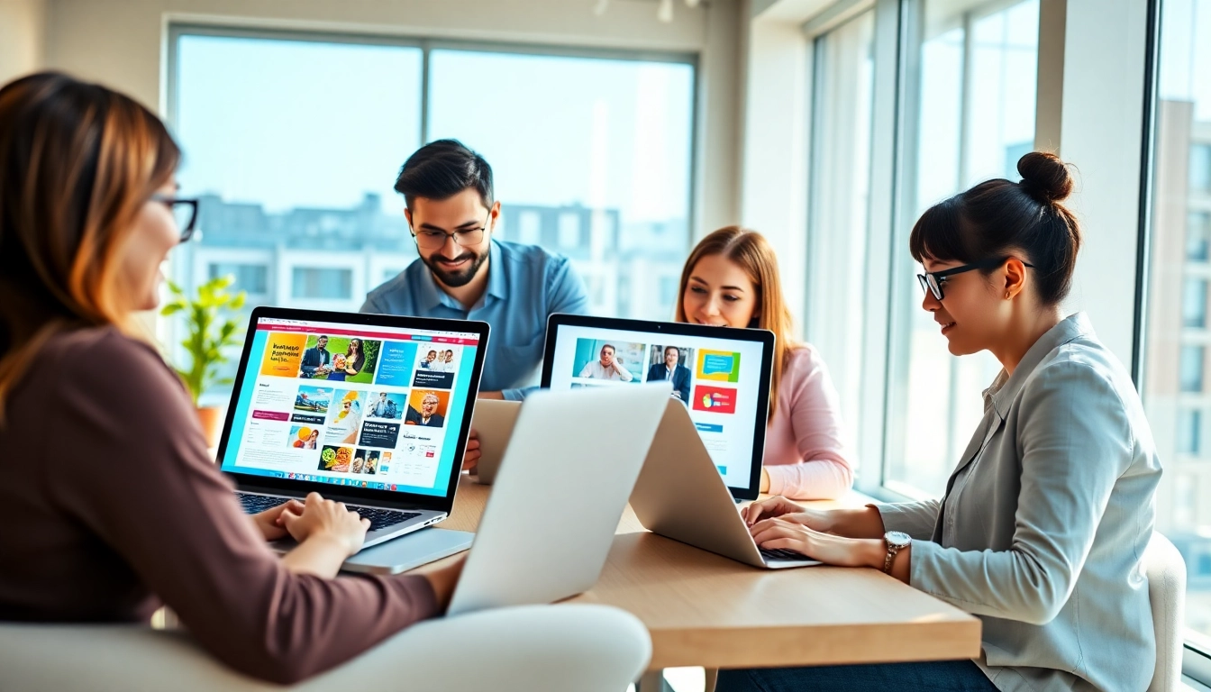 Showcasing a collaborative team working on kansas city web design in a modern office.