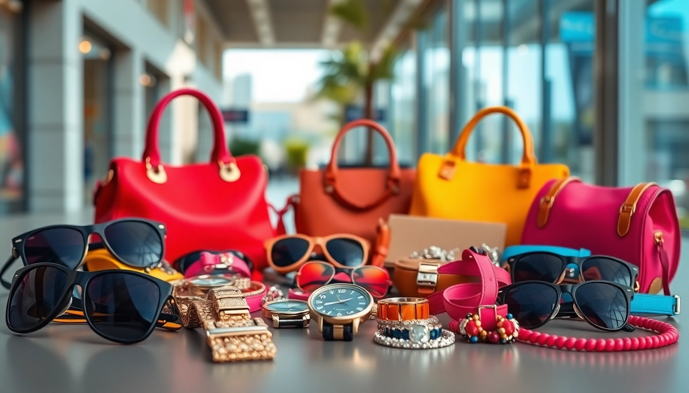 Showcase of all Accessories including modern handbags, watches, and jewelry items.