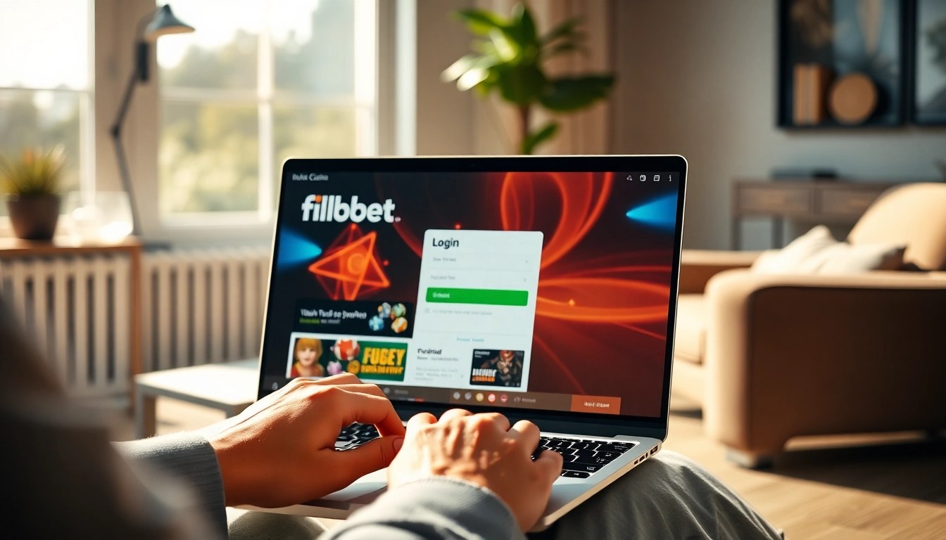 Experience seamless access to filbet casino login interface on a modern laptop in a cozy setting.