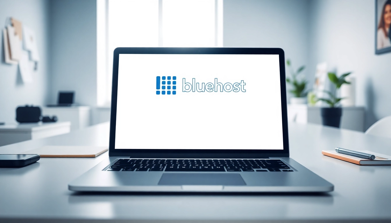 Enhance your site with Bluehost by featuring a professional web hosting interface on a laptop.